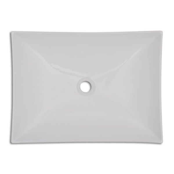 vidaXL Lavabo de salle de bain en c&eacute;ramique Blanc brillant