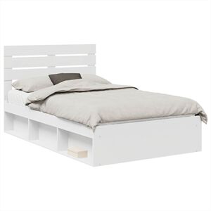 vidaXL Cadre de lit avec t&ecirc;te de lit Blanc 135 x 190 cm Pin massif