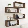 vidaXL &Eacute;tag&egrave;res murales cube 4 pcs Ch&ecirc;ne marron Bois d&rsquo;ing&eacute;nierie
