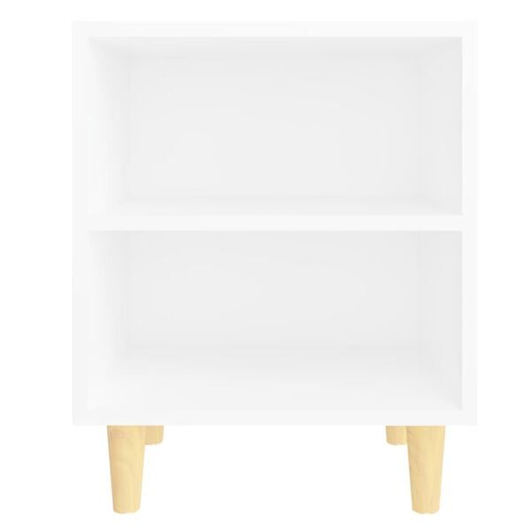 vidaXL Table de chevet avec pieds en bois massif Blanc 40x30x50 cm