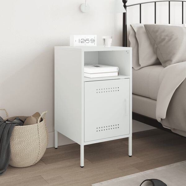 vidaXL Table de chevet blanc 36x39x68 cm acier