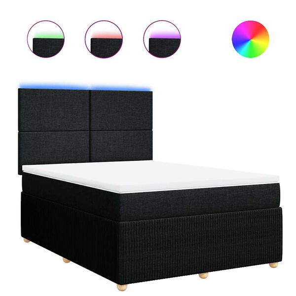 vidaXL Sommier &agrave; lattes de lit avec matelas Noir 140x200 cm Tissu