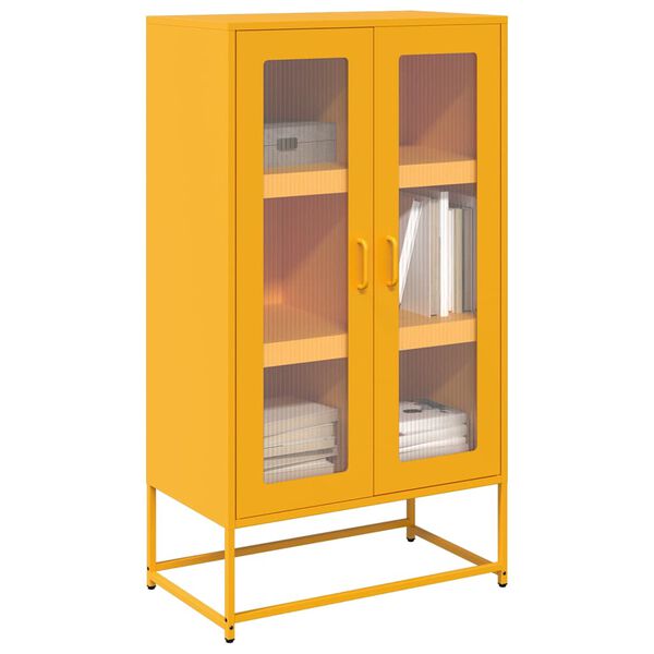 vidaXL Buffet haut jaune moutarde 68x39x123 cm acier