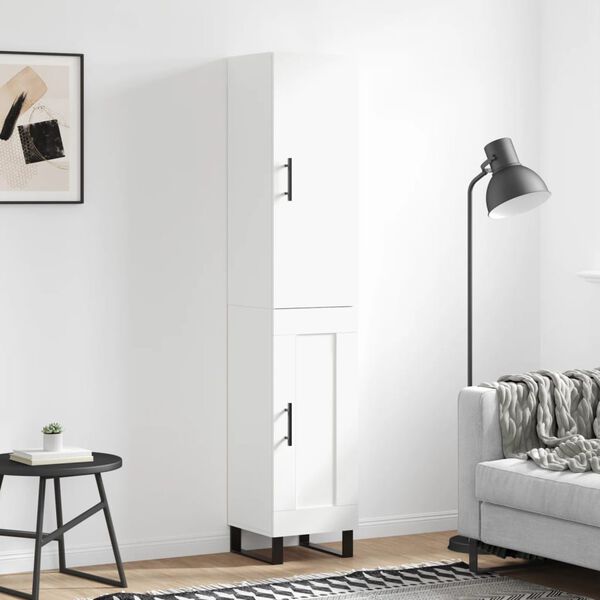 vidaXL Buffet haut Blanc 34,5x34x180 cm Bois d'ing&eacute;nierie
