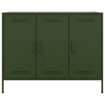 vidaXL Buffet vert olive 100,5x39x79 cm acier