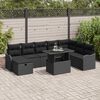 vidaXL Ensemble de canap&eacute; de jardin avec coussin 9 pcs Noir Poly rotin