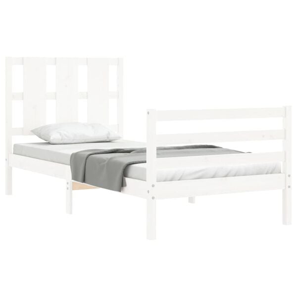 vidaXL Cadre de lit sans matelas blanc 90x200 cm bois massif