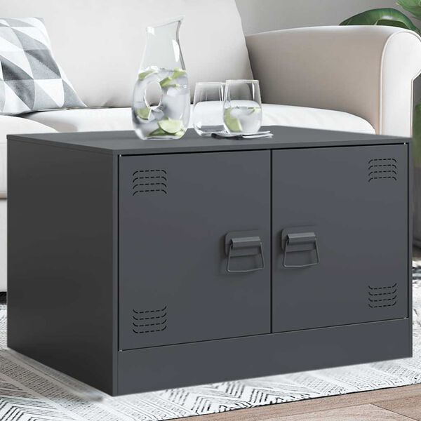 vidaXL Table basse anthracite 67x50x44 cm acier