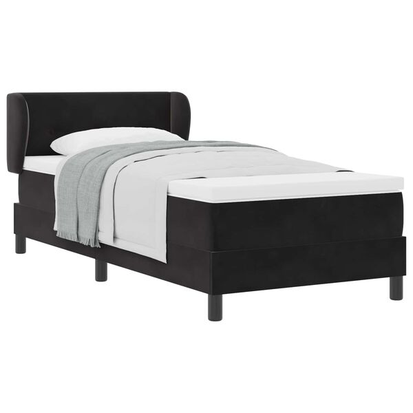 vidaXL Lit &agrave; ressorts avec matelas Noir 90 x 200 cm Velours