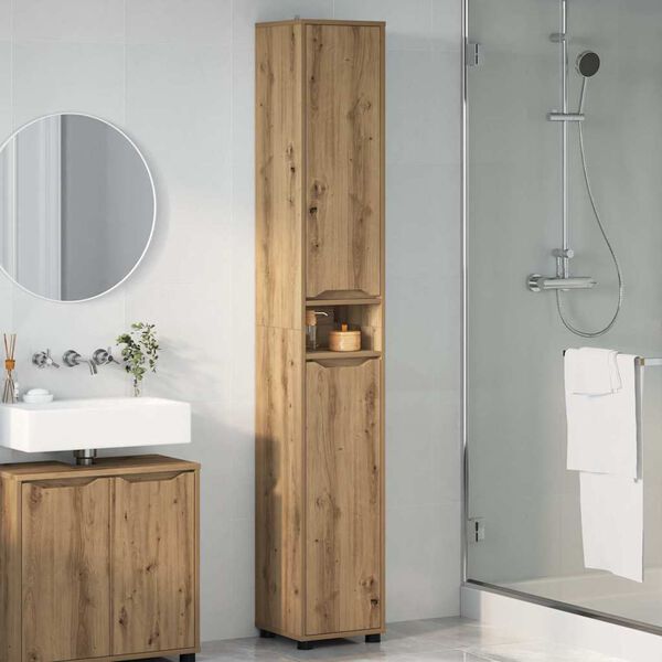 vidaXL Cabinet de salle de bain Ch&ecirc;ne artisanal 30,5 x 30 x 195 cm