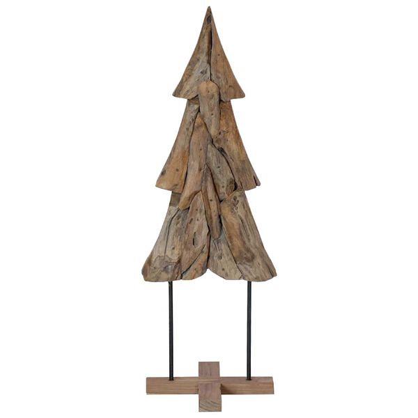 vidaXL Sapin de No&euml;l avec support Marron 121 cm Bois de teck solide