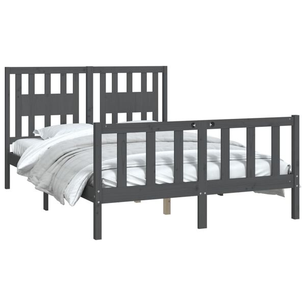 vidaXL Cadre de lit sans matelas bois massif de pin gris 140x200 cm