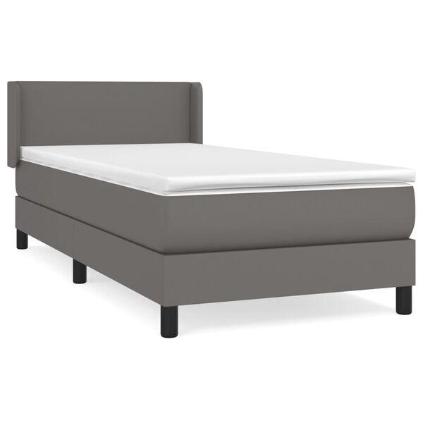 vidaXL Sommier &agrave; lattes de lit avec matelas Gris 90x190 cm Similicuir