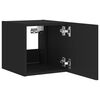 vidaXL Meuble TV mural avec lumi&egrave;res LED noir 30,5x35x30 cm