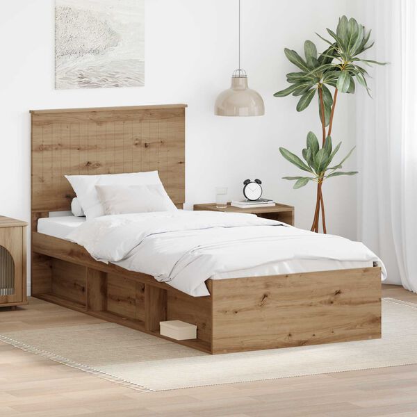 vidaXL Cadre de lit Ch&ecirc;ne artisan 90 x 190 cm Bois de pin massif