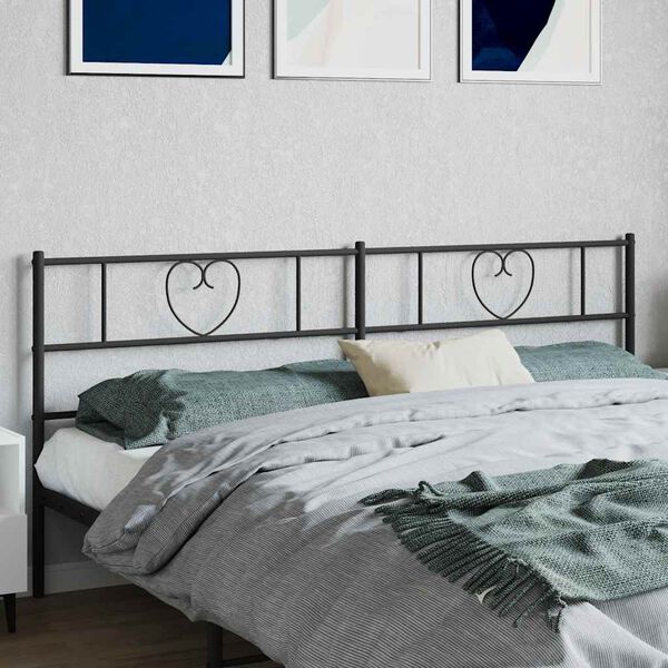 vidaXL T&ecirc;te de lit de remplacement m&eacute;tal noir 193 cm