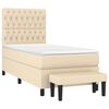 vidaXL Sommier &agrave; lattes de lit avec matelas Cr&egrave;me 90x200 cm Tissu