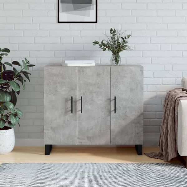 vidaXL Buffet gris b&eacute;ton 90x34x80 cm bois d'ing&eacute;nierie