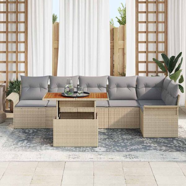 vidaXL Ensemble de canap&eacute; de jardin 7 pcs beige et gris clair