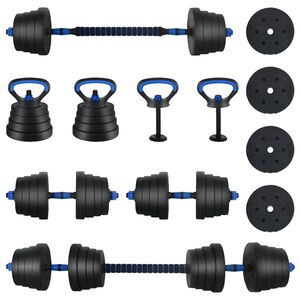 vidaXL Set d'halt&egrave;res 4-en-1 40 kg Noir et Bleu Ciment et sable de fer