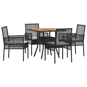 vidaXL Ensemble de salle &agrave; manger pour jardin 5 pcs Noir polyrotin