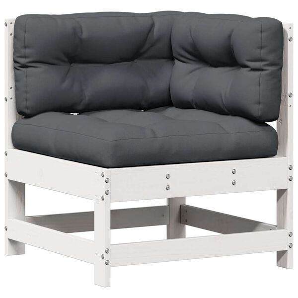 vidaXL Salon de jardin 7 pcs avec coussins blanc bois de pin massif