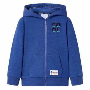 vidaXL Sweat-shirt &agrave; capuche fermeture &eacute;clair enfants bleu fonc&eacute; m&eacute;lang&eacute; 92
