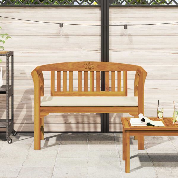 vidaXL Banc &agrave; motif de roses Blanc cr&egrave;me 114 x 46 x 82,5 cm