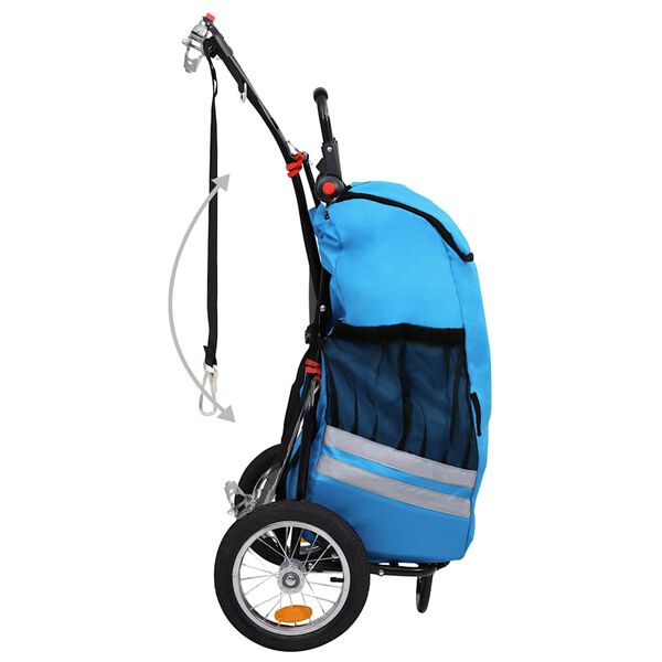 vidaXL Remorque de v&eacute;lo pliable avec sac d'&eacute;picerie bleu et noir