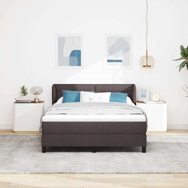vidaXL Lit boxspring avec matelas Marron fonc&eacute; 140 x 200 cm tissu