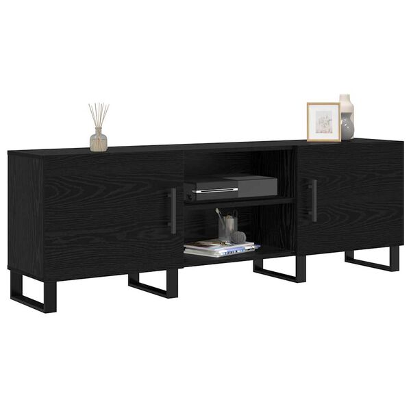 vidaXL Meuble TV Ch&ecirc;ne noir 150 x 30 x 50 cm Bois d'ing&eacute;nierie
