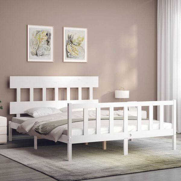 vidaXL Cadre de lit sans matelas blanc 160x200 cm bois de pin massif