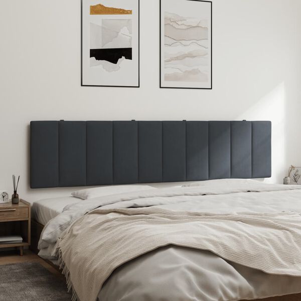 vidaXL Coussin de t&ecirc;te de lit Hanko gris fonc&eacute; 200 cm velours
