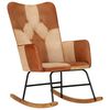 vidaXL Chaise &agrave; bascule Marron Cuir v&eacute;ritable et toile