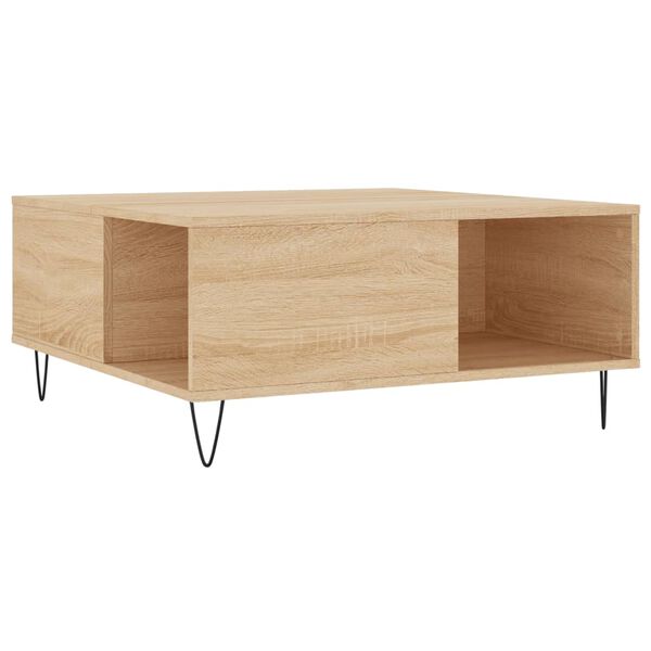 vidaXL Table basse ch&ecirc;ne sonoma 80x80x36,5 cm bois d'ing&eacute;nierie