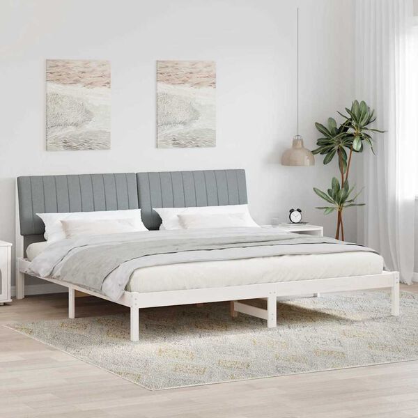 vidaXL Cadre de lit avec t&ecirc;te de lit Blanc 200 x 200 cm Pin massif