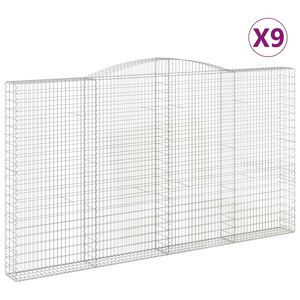 vidaXL Paniers &agrave; gabions arqu&eacute;s 9 pcs 400x30x220/240 cm Fer galvanis&eacute;