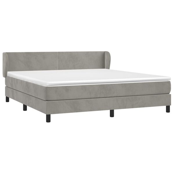 vidaXL Sommier &agrave; lattes de lit et matelas Gris clair 160x200cm Velours