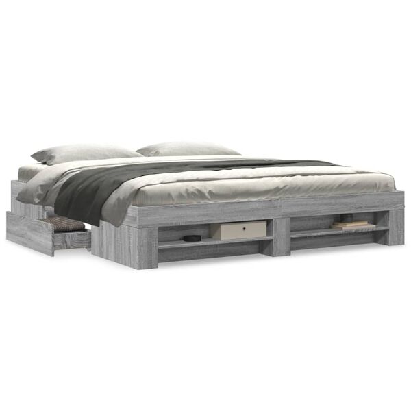 vidaXL Cadre de lit sans matelas sonoma gris 180x200 cm
