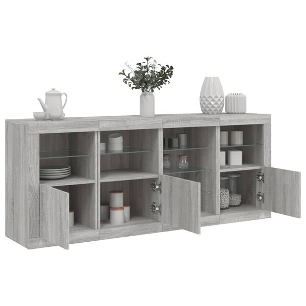 vidaXL Buffet avec lumières LED sonoma gris 164x37x67 cm