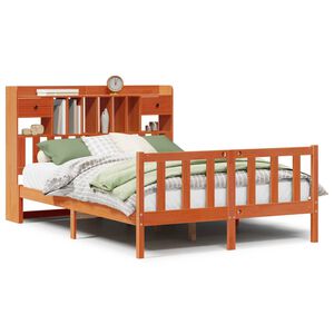 vidaXL Lit biblioth&egrave;que sans matelas cire marron 140x200 cm pin massif
