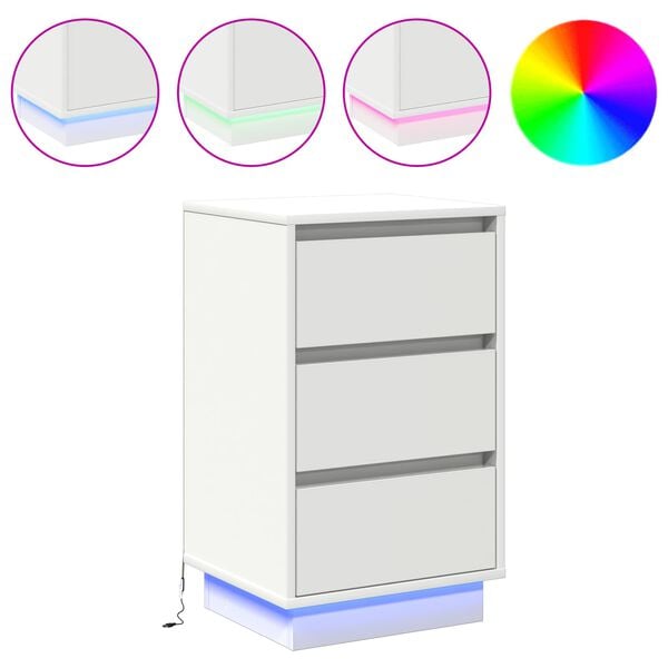 vidaXL Cabinet de chevet Blanc 39 x 34,5 x 65 cm Bois d'ing&eacute;nierie