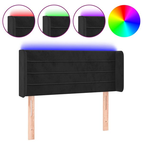 vidaXL T&ecirc;te de lit &agrave; LED Noir 103x16x78/88 cm Velours