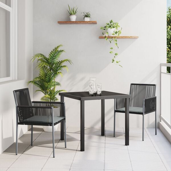 vidaXL Ensemble de salle à manger pour jardin 5 pcs Noir Rotin PE