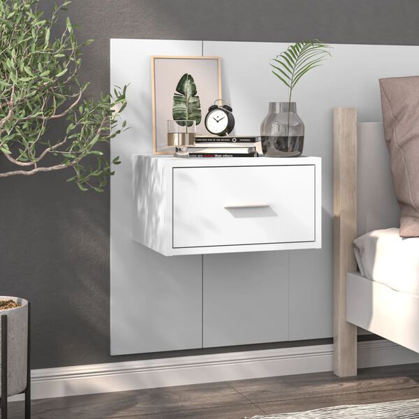 vidaXL Tables de chevet murales 2 pcs Blanc