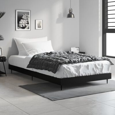 vidaXL Cadre de lit noir 90x200 cm bois d'ingénierie