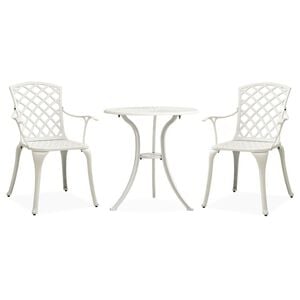 vidaXL Ensemble de bistro 3 pcs Aluminium coul&eacute; Blanc