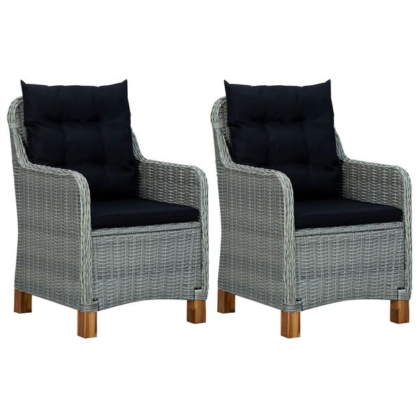 vidaXL Salon de jardin 3 pcs avec coussins R&eacute;sine tress&eacute;e Gris clair