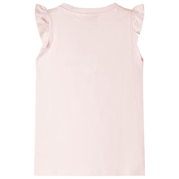 T-shirt enfants avec manches &agrave; volants rose p&acirc;le 140