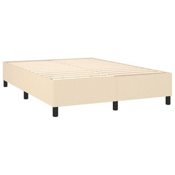 vidaXL Cadre de lit &agrave; ressorts cr&egrave;me 140x190 cm tissu